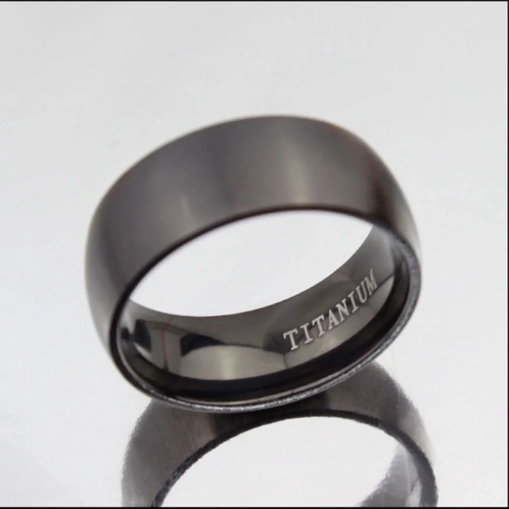 Titanium Satin 4mm Wide Basic Black Band Ring 8-12